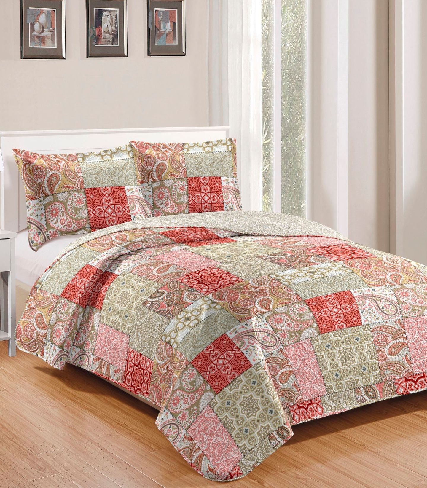 Colcha Queen Bouti Patchwork Microfibra Rozac Marrom | FastStore PDP
