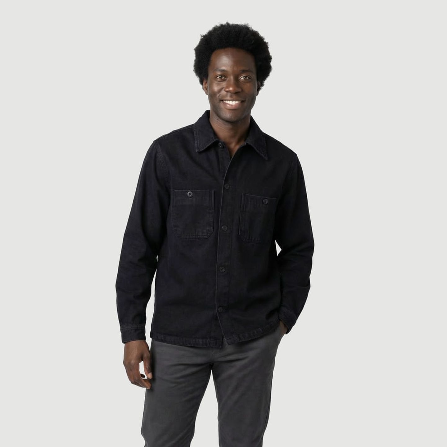 Camisa Manga Longa Cas Prd Ink Ml Sarja Um Bolso Liso 5610 Preto