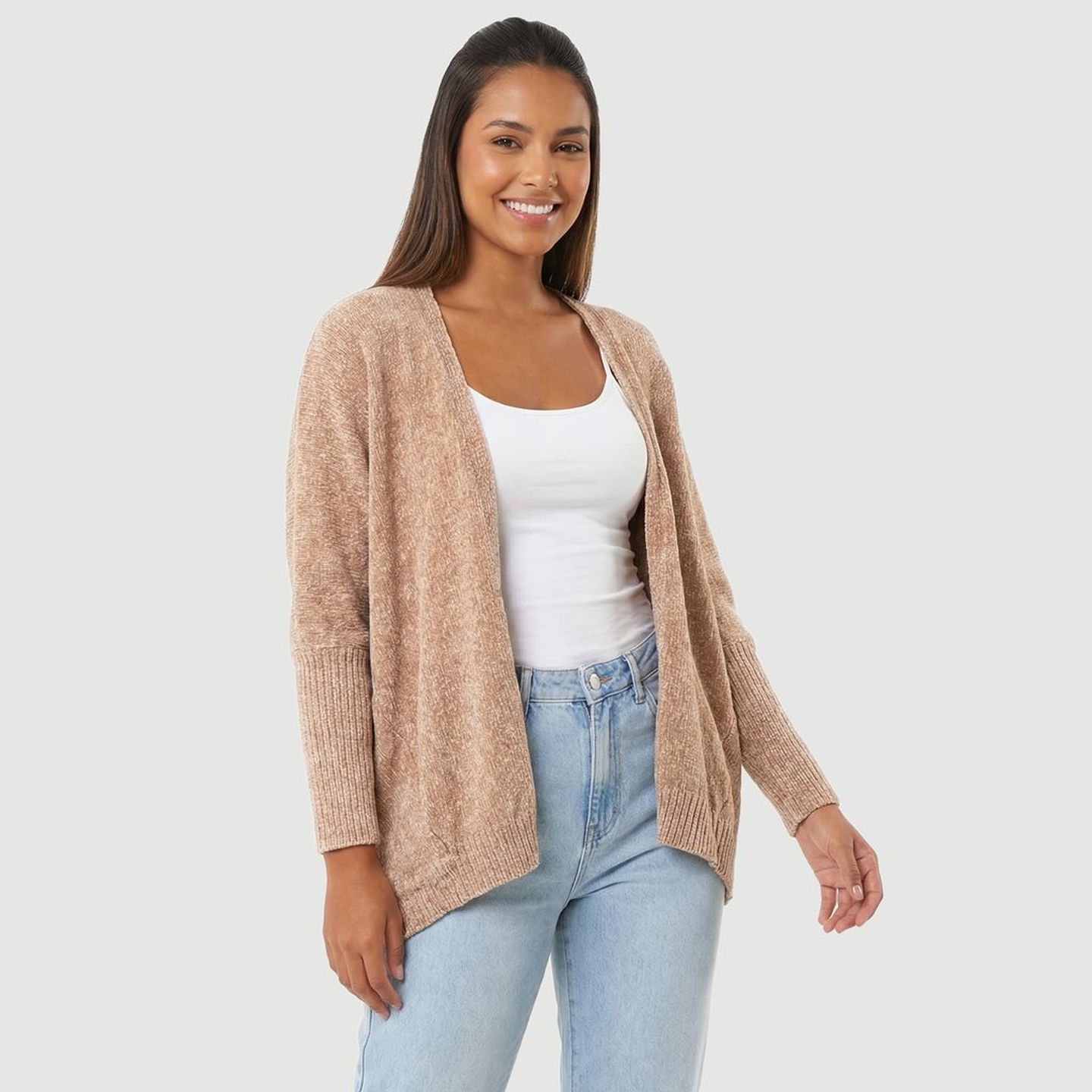 Cardigan Feminino Plus Size Em Tricot Secret Glam Bege | FastStore PDP