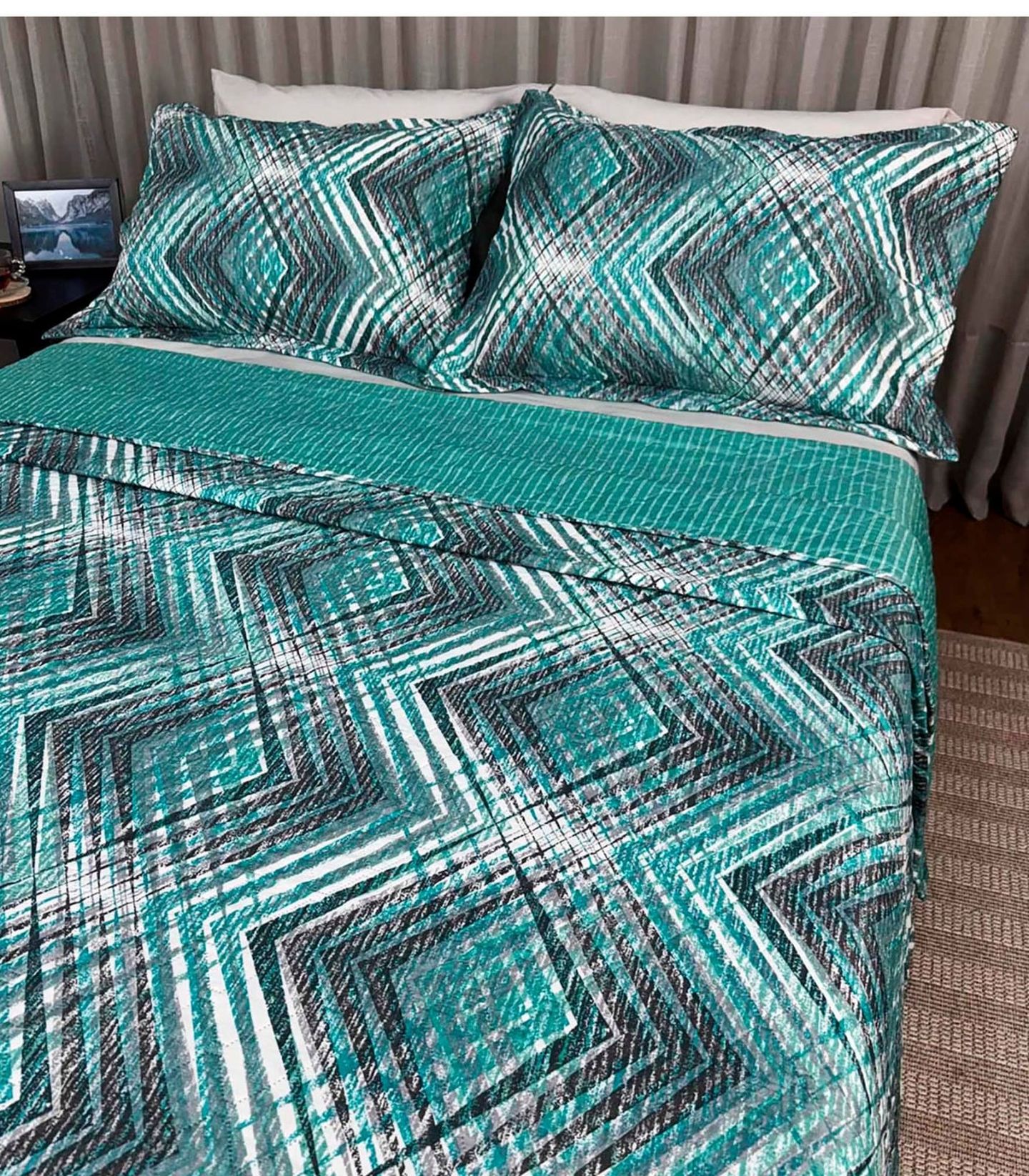 Colcha Queen Logan listrada azul - Pernambucanas Casa | FastStore PDP