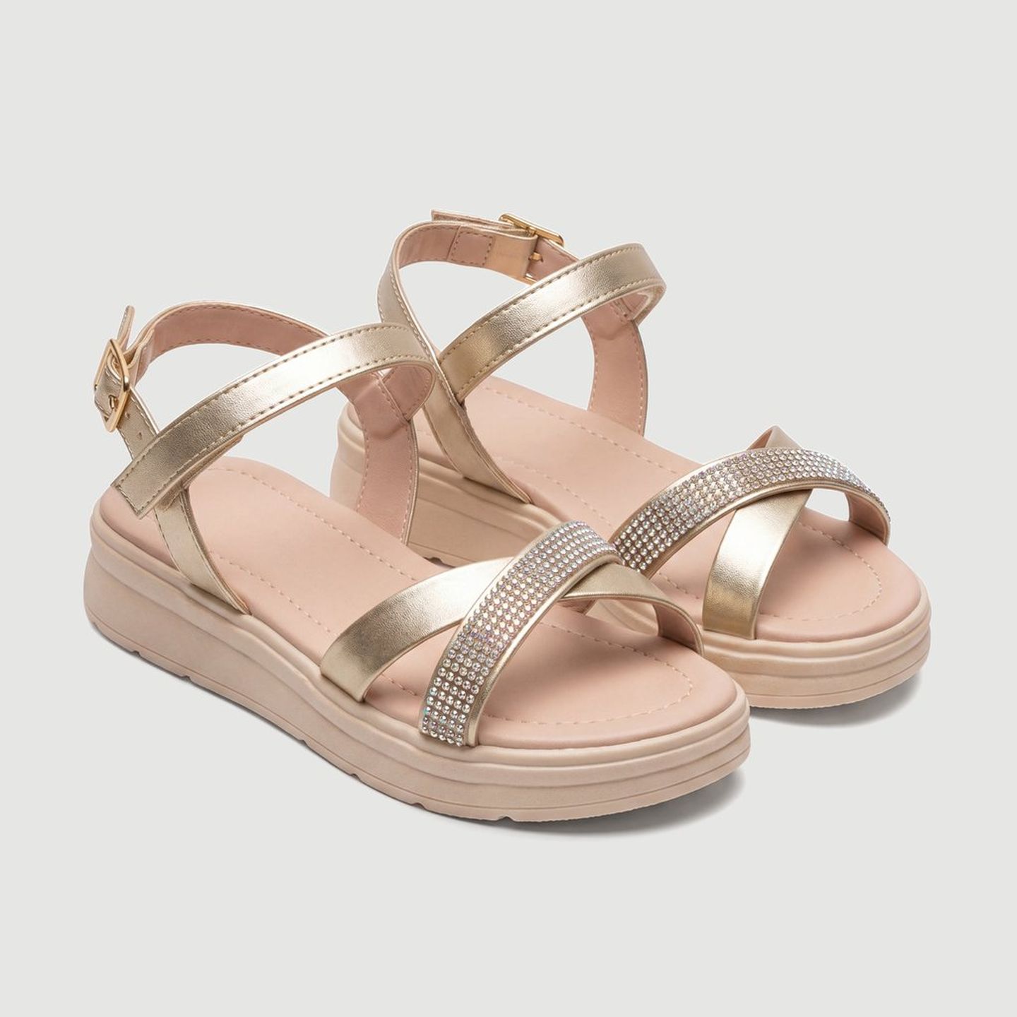 Sandalia Ci Slo Yeapp Flat Liso 36015203 Dourado | FastStore PDP