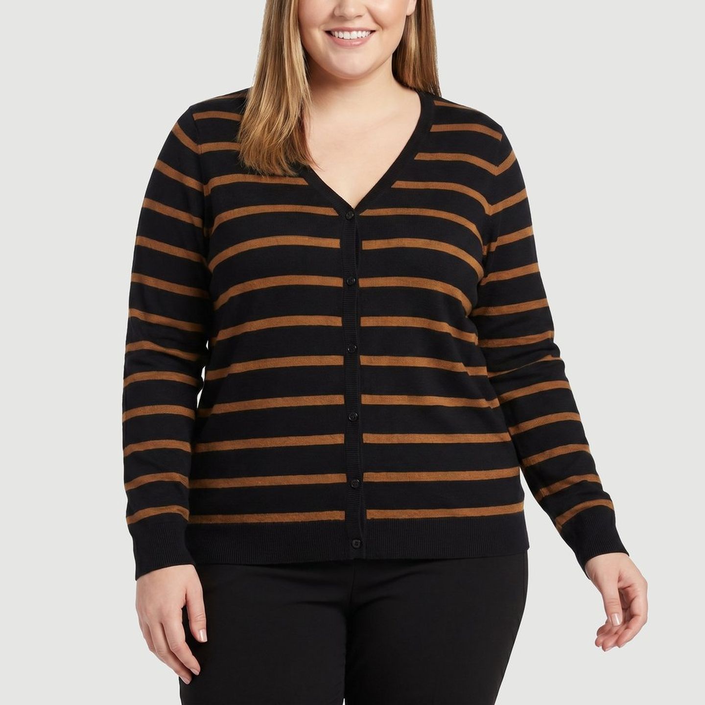 Cardigan Manga Longa Plu Prd Viva Plus Listra Caramelo | FastStore PDP